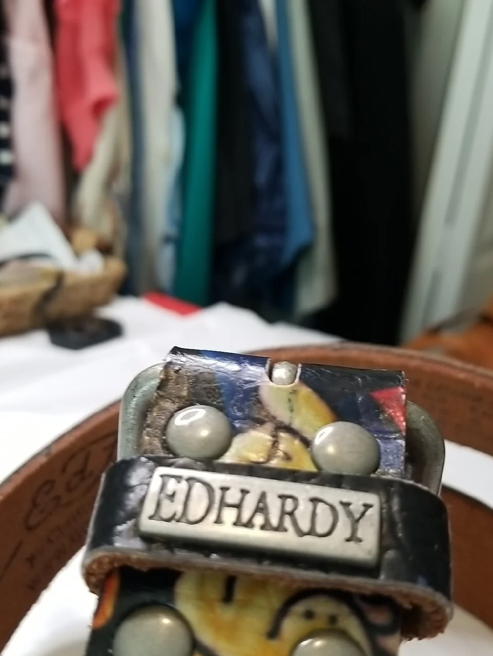 Ed Hardy Leather Belt Mens Small Genuine Vintage